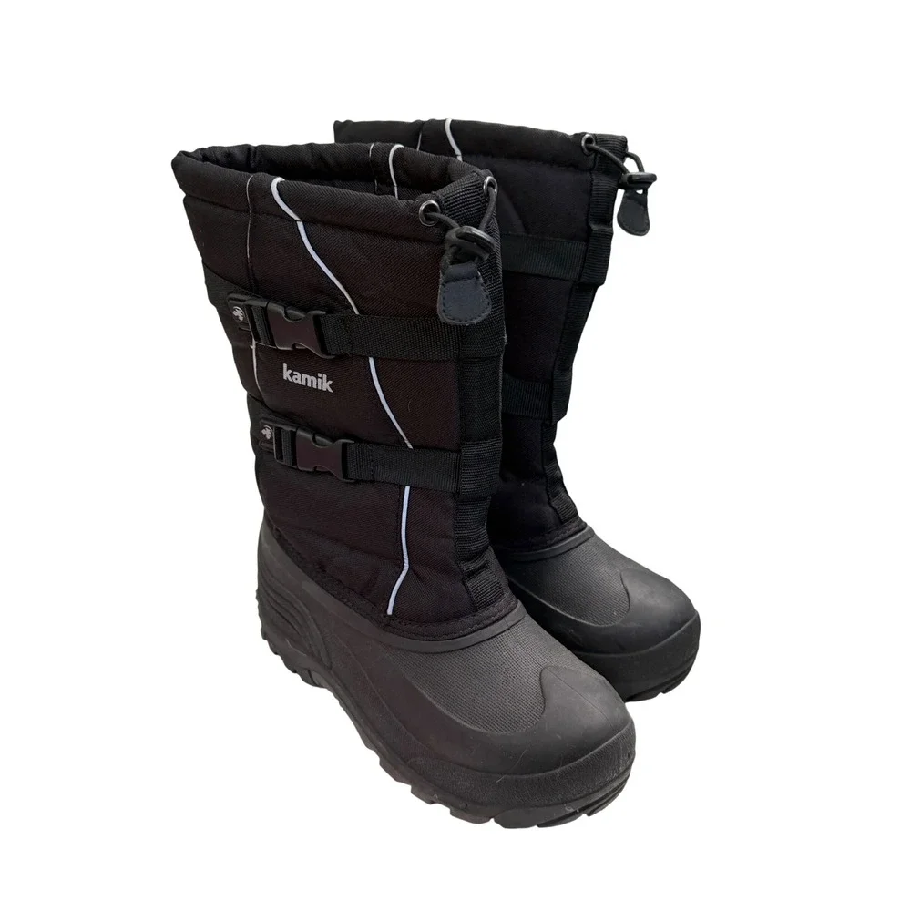 Kamik Waterbury Black Waterproof Insulated Snow Boots Kids Size 6 Made in Canada